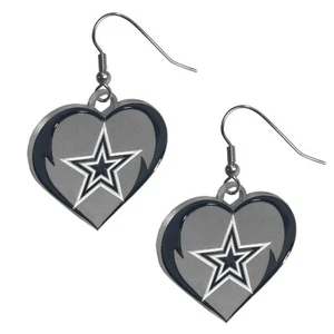 Dallas Cowboys Heart Dangle Earrings NFL Football Licensed Jewelry - Picture 1 of 3