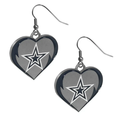 Dallas Cowboys Heart Dangle Earrings NFL Football Licensed Jewelry Cover