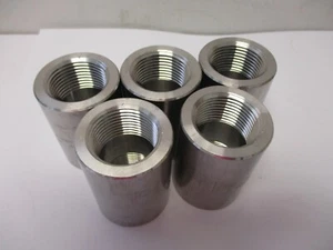 1" THREADED COUPLING NPT FULL, 316/316L STAINLESS, 3000 LB, PIPE FITTING LOT/5 - Picture 1 of 5