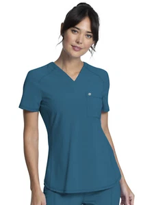 Cherokee Scrubs Women's Tuckable V-Neck Top CK687A CAPS Caribbean Free Shipping - Picture 1 of 5
