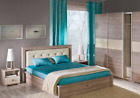 4 - Piece Bedroom Set Bed Bedside Tables Wardrobe Modern Room New Beige Colour