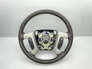 ♻️2009 CADILLAC ESCALADE HYBRID LEATHER WRAPPED STEERING WHEEL BROWN TRIM - Bild 1 von 9
