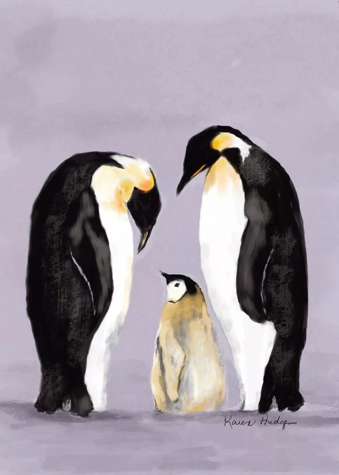 ACEO ATC艺术卡绘画印刷签名企鹅鸟 — 第 1/1 张图片