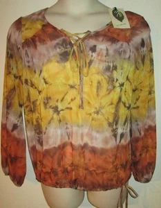 NURTURE Sheer TOP M Romantic NEW Fall Colors Shirt MEDIUM NWT $59 Earthtones - Picture 1 of 1