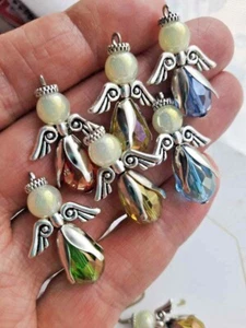 6x Multicolor Small Angel Guardian Charms Pendants Wings Fairy Strap Christmas - Picture 1 of 4