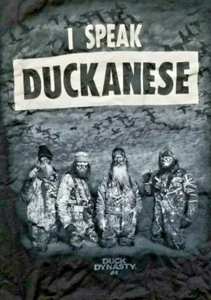 Duck Dynasty Family I speak Duckanese Mens Black T Shirt Hunting LARGE NEW w TAG - Picture 1 of 4