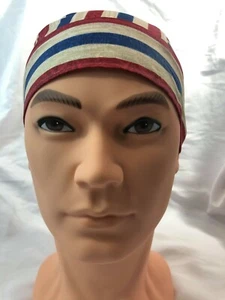 SKULL CAP PATRIOTIC Du Rag Head Wrap Motorcycle Biker Do Doo Adjustable - Picture 1 of 4