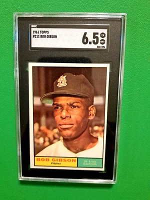 1961 Topps Bob Gibson #211 SGC 6,5 (EX-NM+) Cardenales de San Luis BV: $50-$120 Foto 1 de 2