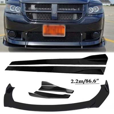 Front Bumper Lip Spoiler Splitter 86.6" Side Skirt Body Kit For Dodge Caliber SR Foto 1 de 4