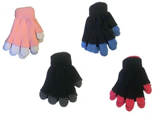 Childrens Kids Gloves 2 in 1 Magic Stretch Fingerless Full Finger Winter Warm - Picture 1 of 5