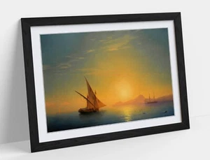 IVAN AIVAZOVSKY, ISLAND OF ISCHIA AT SUNSET-FRAMED WALL ART POSTER PRINT 4 SIZES - Picture 1 of 10