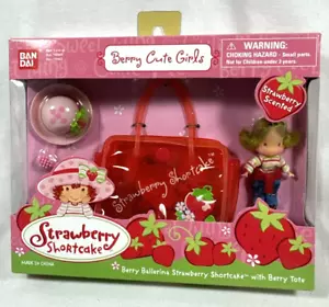 NIB 2002 BANDAI STRAWBERRY SHORTCAKE BERRY CUTE GIRLS JEANS SHIRT WITH TOTE - Picture 1 of 11