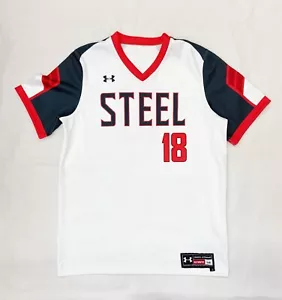 Under Armour Steel Showtime Maglia Baseball Scollo a V Uomo L Bianco Rosa Rosso - Foto 1 di 2
