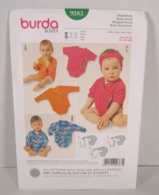 Burda Kids 9383 Easy Wrapped Bodysuit or One-Piece Infant 1-18 Months Pattern UC - Image 1 of 2