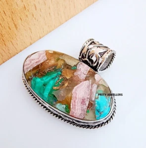 Boulder Opal Natural Gemstone Pendent 925 Sterling Silver Handmade Jewelry Gift - Picture 1 of 5