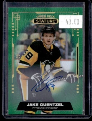 2021-22 Upper Deck Stature Autographs Green Jake Guentzel Auto 24/50 Pittsburgh - Image 1 of 2