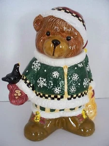 Christmas Holiday Teddy Bear Cookie Jar by Sakura - Picture 1 of 6