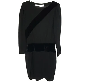 Valentino Boutique Vintage Dress Black Sz 38 US 4 Velvet & Wool Long Sleeves - Picture 1 of 19