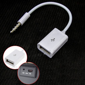 3.5mm Male Aux Audio Plug Jack to Usb 2.0 Female Converter Cable Cord Car Mp3 #H