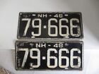 1948 New Hampshire License Plate Tag 79 666 pair