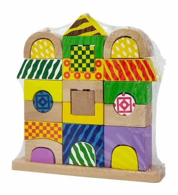 NEW VINCI Castle Solid Wood Block Play Set build stack motor skills shapes color - Image 1 of 4