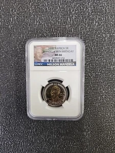Nelson Mandela - 2008 South Africa 5 Rand 90th Birthday NGC Graded MS66!!! - Picture 1 of 2
