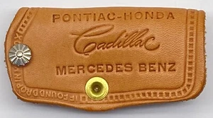 Vintage 80’s Leather Cadillac Mercedes Bowtie Key Holder Case Keychain Accessory - Picture 1 of 5
