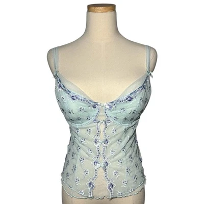 Sujetador corsé bustier bordado malla encaje transparente Rampage Fairy Coquette Y2K, 36C Foto 1 de 4