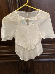 Vintage 60s 70s Boho HI-I-Q California Gauze & Lace Trim Shirt Top Size Small - Picture 1 of 5