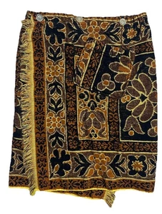 Vtg 70s Tastemaker Mohawk Black Yellow Bath Spa Towel Body Wrap Button Cover Up - Picture 1 of 14