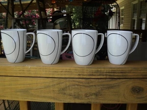 Corelle Coordinates Porcelain White "Simple Lines" Coffee Mug/ Cup - Set of 4 - Picture 1 of 5