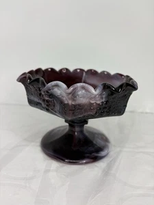 Vintage Imperial Glass Hexagon Purple Slag Open Candy Dish Grape Vine Amethyst - Picture 1 of 8