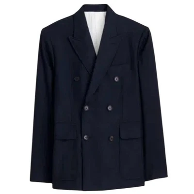 Alex Mill Henry Double Breasted Blazer In Wool Flannel In Navy - Image 1 of 4