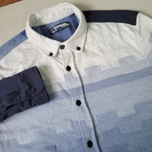 Desigual Man Button Down Shirt Small Blue Ombre Geometric Long Sleeve - Picture 1 of 6