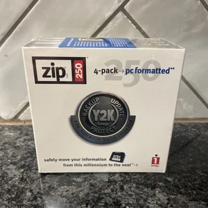 Iomega Y2K 250MB Zip Disks 4 Pack PC Formatted SEALED NEW - Photo 1/6