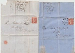 1861 x 2 PERTH EXPERIMENTAL DUPLEX PMKS 2 JOHN YOUNG LETTERS TO ALEXr. ROBERTSON - Picture 1 of 4