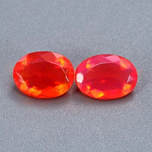 Coppia di pietre preziose sfuse 2,44 ct opale arancione etiope naturale taglio ovale 2 pezzi - Foto 1 di 3