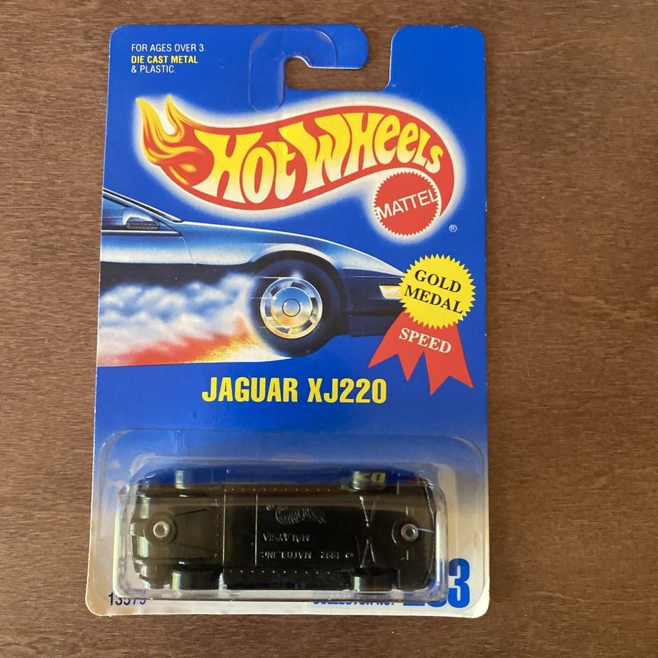 Hot Wheels: Jaguar XJ220 1991 - Ruedas de encaje en escamas de metal azul oscuro - Tarjeta de error Foto 1 de 4