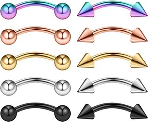 10 Pezzi Piercing Sopracciglio Labbro Lingua Ombelico Bananabells Acciaio Chirur - Foto 1 di 12