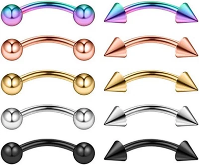 10 Pezzi Piercing Sopracciglio Labbro Lingua Ombelico Bananabells Acciaio Chirur - Immagine 1 di 4