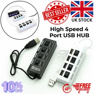 ADATTATORE DESKTOP PC LAPTOP ESPANSIONE MULTI SPLITTER HUB USB 2.0 ALTA VELOCITÀ 4 PORTE - Foto 1 di 6