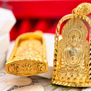 New Buddha 24K THAI BAHT YELLOW GOLD Pendant - Picture 1 of 5