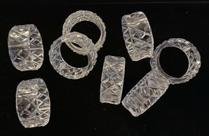 Anillos servilleteros estilo cristal lucite vintage - Juego de 8 - Corte diamante - Transparente - Imagen 1 de 3