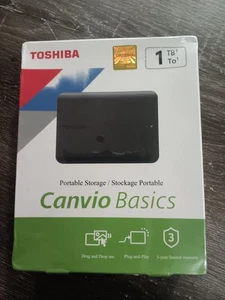 Toshiba Canvio Basics 1TB Portable External Hard Drive Black- New & Sealed! - Afbeelding 1 van 5