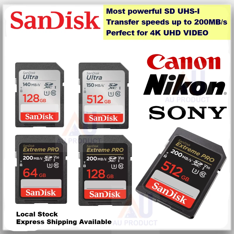 SanDisk SD Card 128GB 256GB 512GB Ultra Extreme PRO SDXC SDHC Camera Memory 4K - image 1 of 4