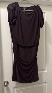 Lauren Ralph Lauren Purple Women's Bodycon Dress Size 10 Medium Stretch - Picture 1 of 8