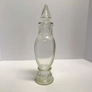 Vintage Apothecary Jar Bottle Pharmacy Glass Decanter 12.5” Spire Pointed Lid - Picture 1 of 10