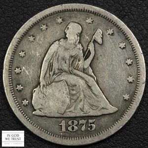 1875 S Silver Twenty Cent Piece 20C - Picture 1 of 3