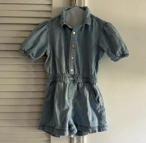 Old Navy Girls Jean Button Up Jumper w/ Shorts SZ M (8) 100% Cotton Pockets - Picture 1 of 11