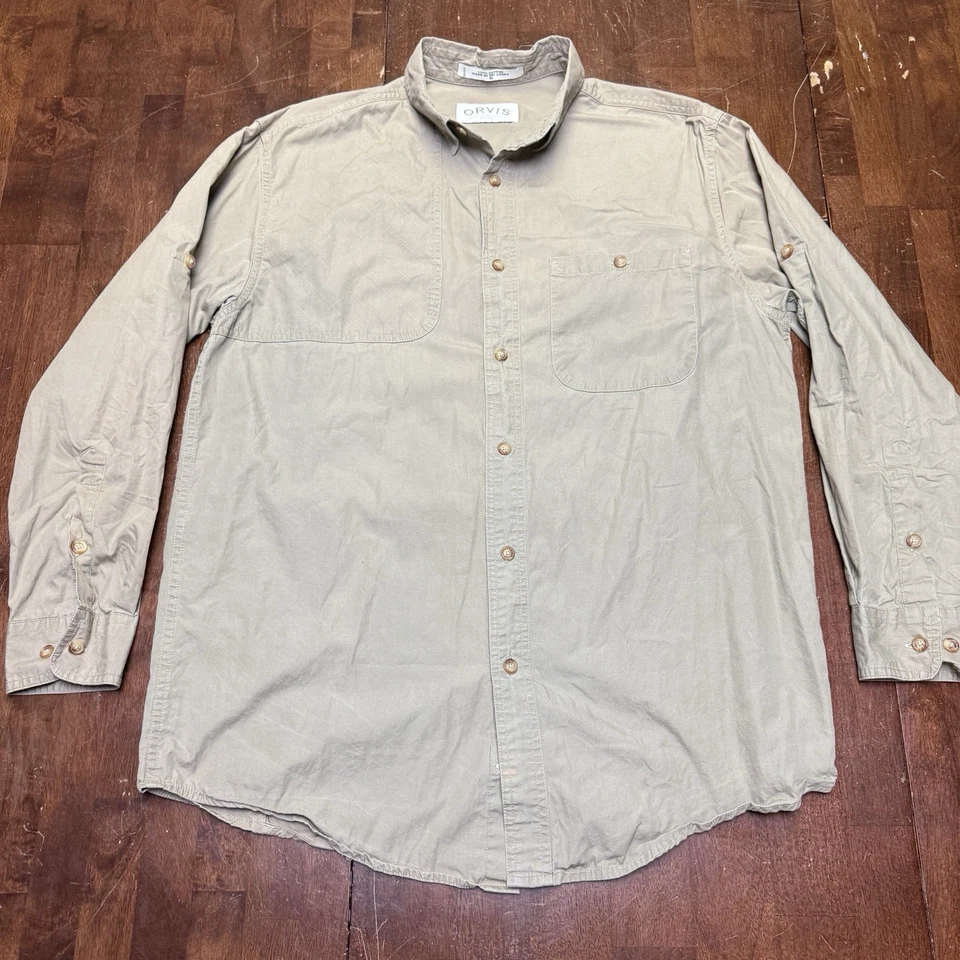 Camisa de Tiro Orvis Para Hombres M Manga Larga Algodón Tostado Caqui Acolchada Hombro Caza Foto 1 de 4